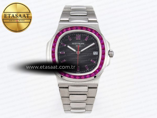 Patek Philippe Nautilus 5711 Gri Kadran Mor 324CS Eta Saat - Görsel 3 - 1:1 Süper Klon Saat
