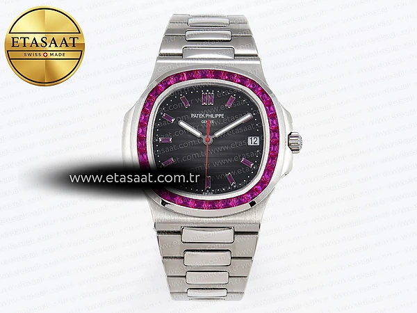 Patek Philippe Nautilus 5711 Gri Kadran Mor 324CS Eta Saat - 1:1 Süper Klon Replika Saat