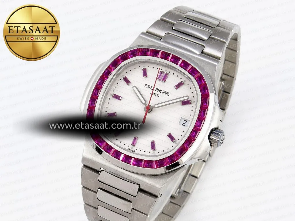 nautilus 5711 ss gpf 11 best edition white dial purple diamonds bezel on ss bracelet 324cs2