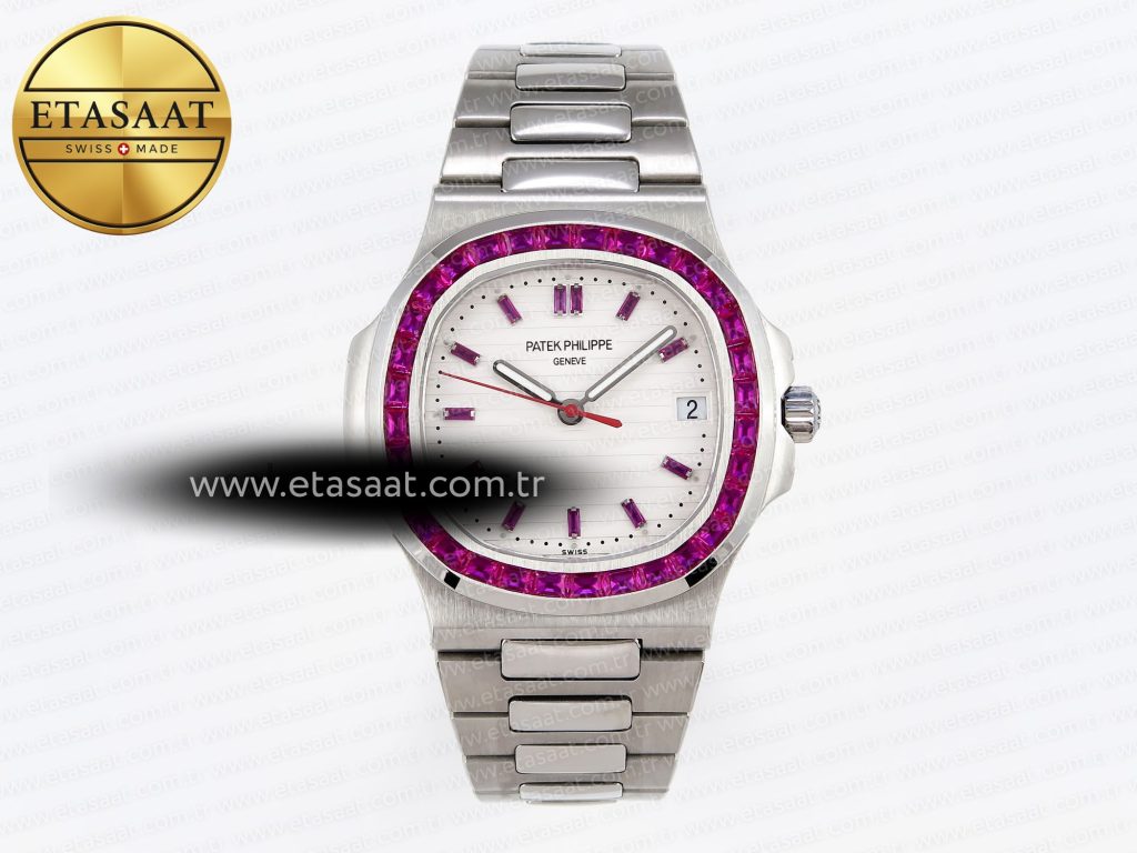 Patek Philippe Nautilus 5711 Beyaz Kadran Mor 324CS Eta Saat - Görsel 3 - 1:1 Süper Klon Saat