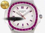 Patek Philippe NAUTILUS 5711 SS WHITE DIAL PURPLE DIAMONDS 324CS - Görsel 4