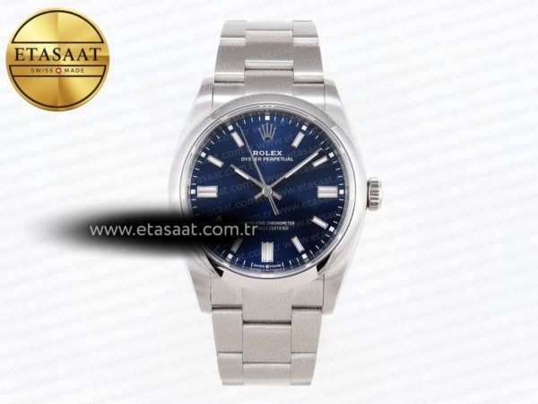 Rolex Oyster Perpetual 126000 36mm Çelik Mavi Kadran VS3235 Eta Saat - 1:1 Süper Klon Replika Saat