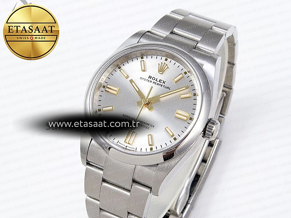 Rolex Oyster Perpetual 126000 36mm VSF Gümüş Kadran VS3235 Eta Saat - 1:1 Süper Klon Replika Saat