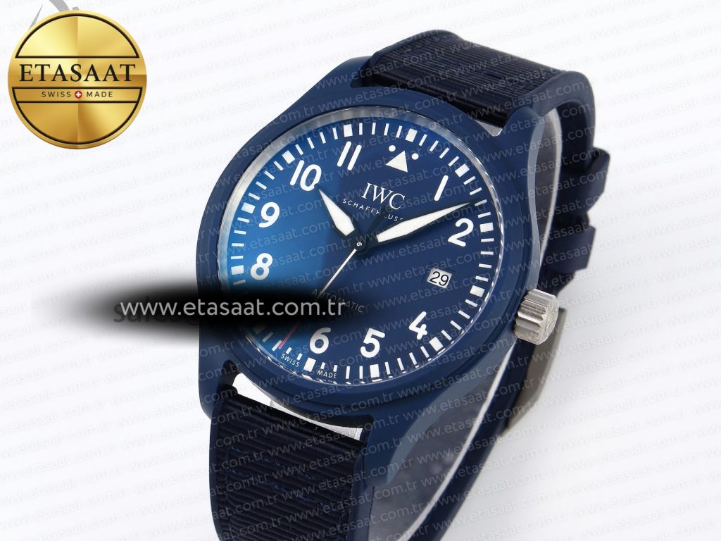 pilots watch laureus blue ceramic iw328101 zf 11 best edition on blue nylon strap a321112