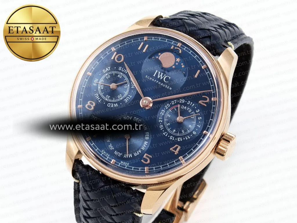 portugieser perpetual calendar rg 5033 apsf 11 best edition blue dial on black leather strap a52610 clone1