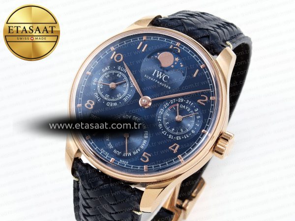 IWC PORTUGIESER PERPETUAL CALENDAR RG 5033  BLUE DIAL ON BLACK LEATHER STRAP A52610