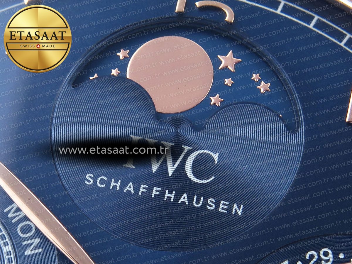 IWC PORTUGIESER PERPETUAL CALENDAR RG 5033  BLUE DIAL ON BLACK LEATHER STRAP A52610 - Görsel 10