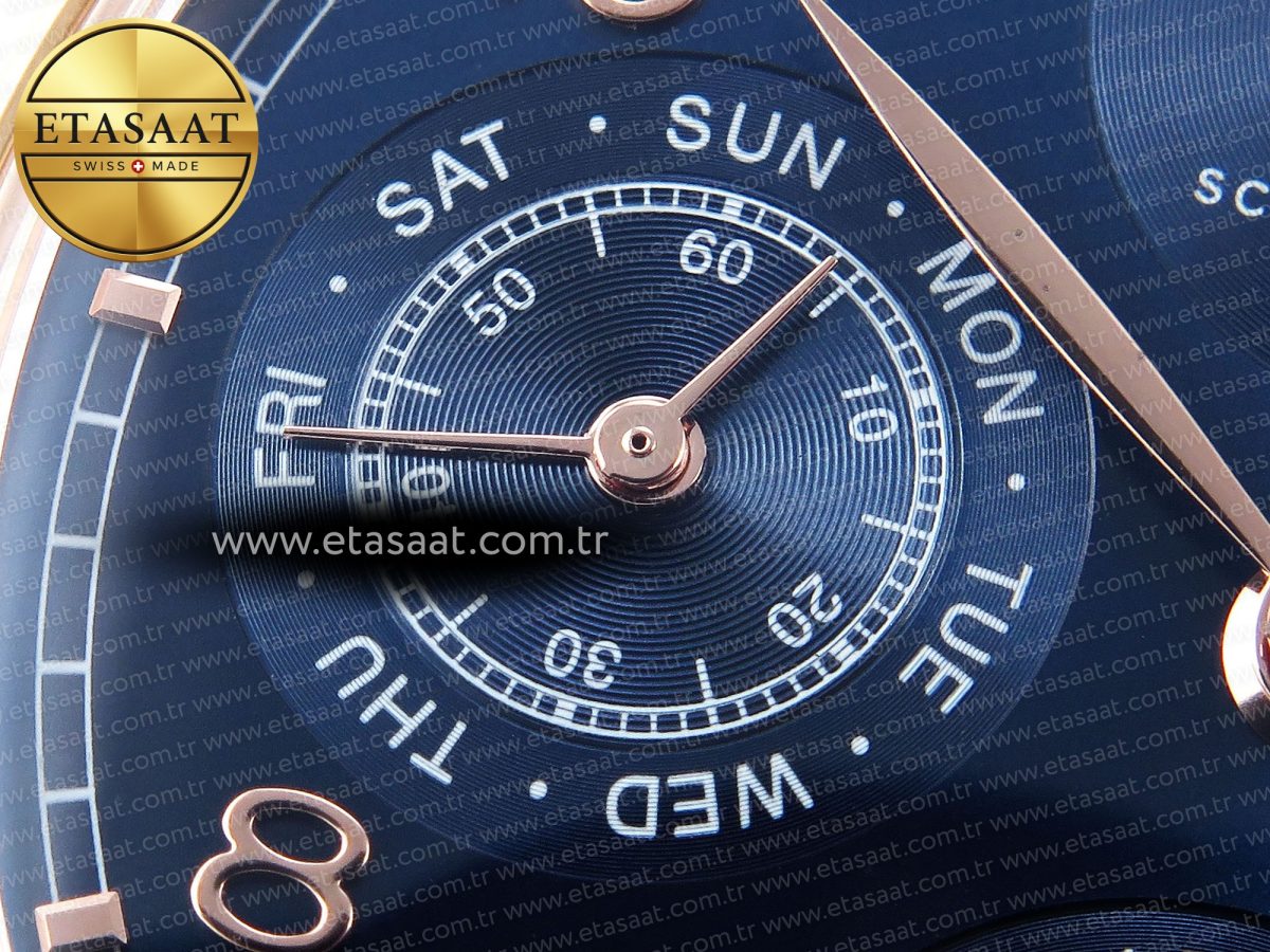 IWC PORTUGIESER PERPETUAL CALENDAR RG 5033  BLUE DIAL ON BLACK LEATHER STRAP A52610 - Görsel 15