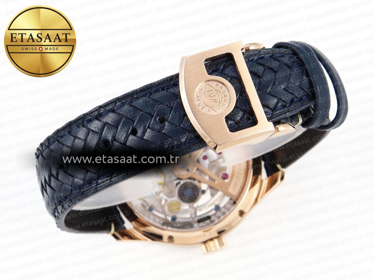 IWC PORTUGIESER PERPETUAL CALENDAR RG 5033  BLUE DIAL ON BLACK LEATHER STRAP A52610 - Görsel 21