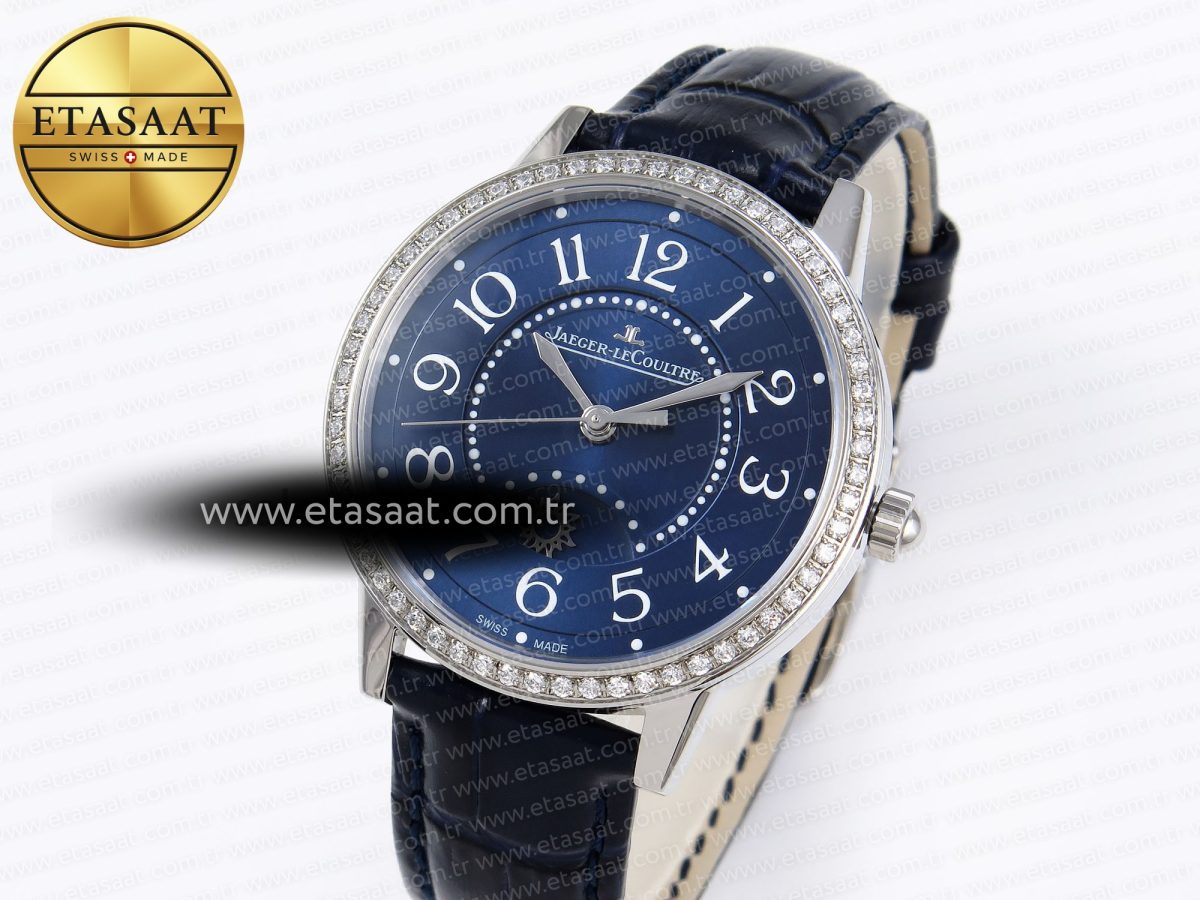 Jaeger Piguet Rendez-Vous Night & Day SS APSF 1:1 Best Edition Blue Textured Dial Diamonds Bezel on Blue Leather Strap SA898 - Görsel 1