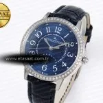 Jaeger Piguet Rendez-Vous Night & Day SS APSF 1:1 Best Edition Blue Textured Dial Diamonds Bezel on Blue Leather Strap SA898