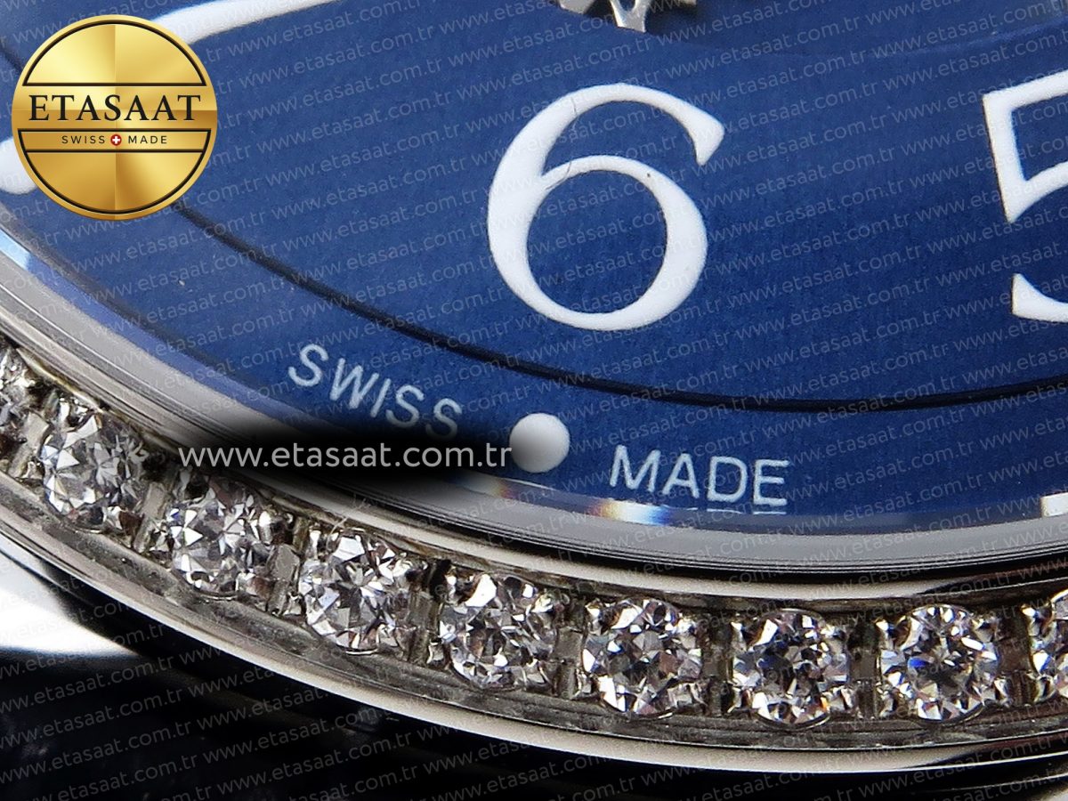 Jaeger Piguet Rendez-Vous Night & Day SS APSF 1:1 Best Edition Blue Textured Dial Diamonds Bezel on Blue Leather Strap SA898 - Görsel 12