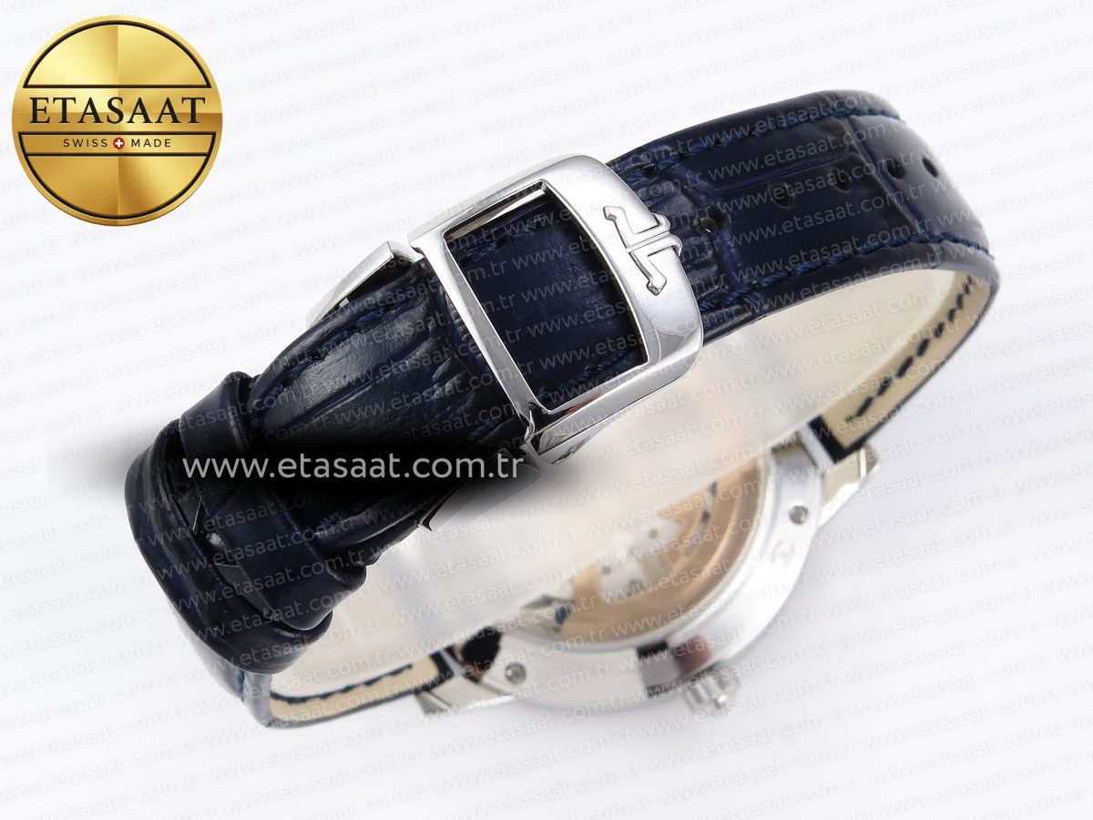 Jaeger Piguet Rendez-Vous Night & Day SS APSF 1:1 Best Edition Blue Textured Dial Diamonds Bezel on Blue Leather Strap SA898 - Görsel 15