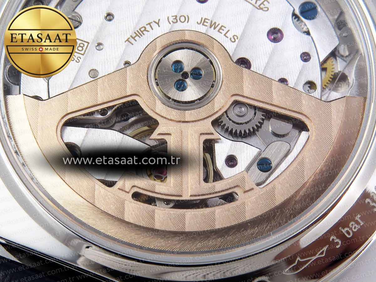 Jaeger Piguet Rendez-Vous Night & Day SS APSF 1:1 Best Edition Blue Textured Dial Diamonds Bezel on Blue Leather Strap SA898 - Görsel 18
