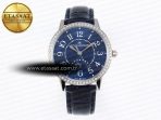 Jaeger Piguet Rendez-Vous Night & Day SS APSF 1:1 Best Edition Blue Textured Dial Diamonds Bezel on Blue Leather Strap SA898 - Görsel 3