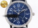 Jaeger Piguet Rendez-Vous Night & Day SS APSF 1:1 Best Edition Blue Textured Dial Diamonds Bezel on Blue Leather Strap SA898 - Görsel 4