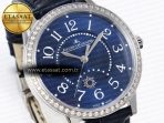Jaeger Piguet Rendez-Vous Night & Day SS APSF 1:1 Best Edition Blue Textured Dial Diamonds Bezel on Blue Leather Strap SA898 - Görsel 5