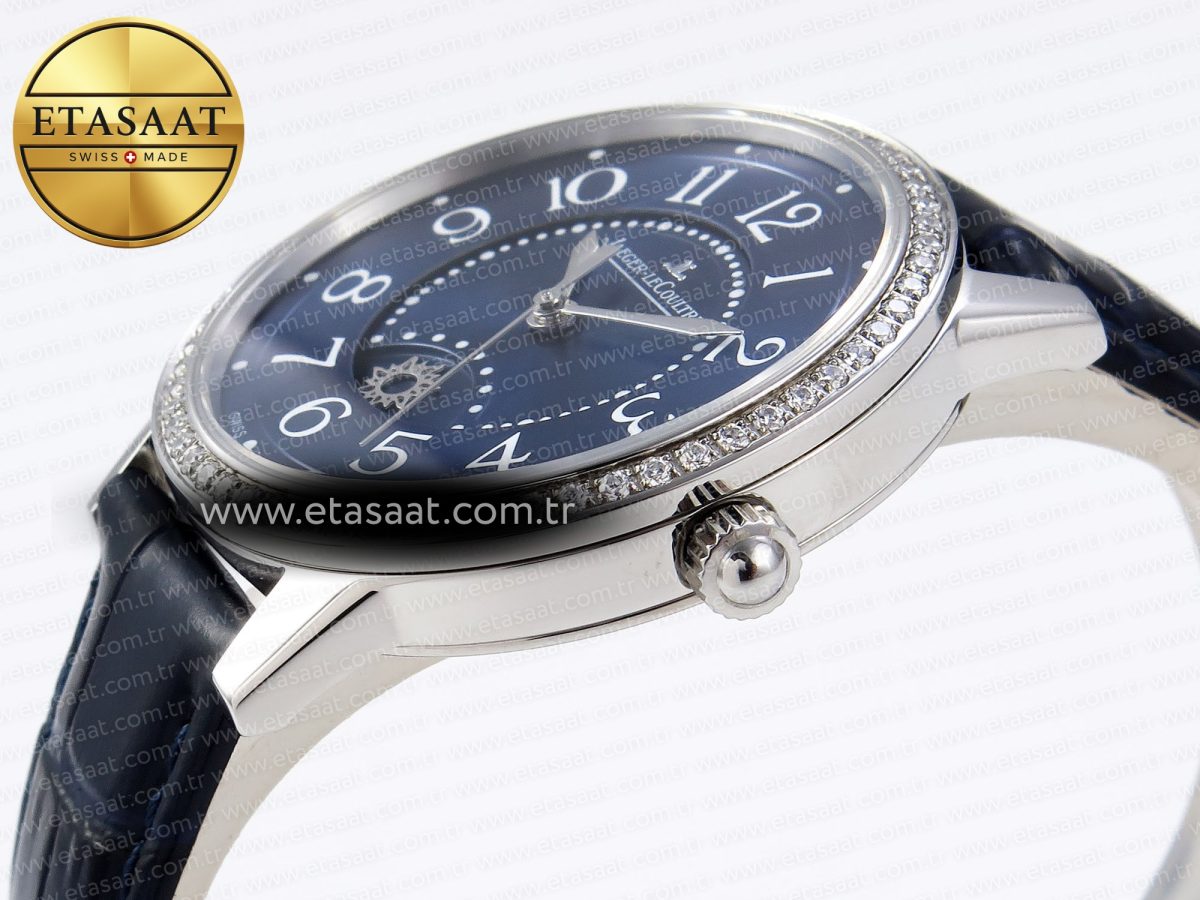 Jaeger Piguet Rendez-Vous Night & Day SS APSF 1:1 Best Edition Blue Textured Dial Diamonds Bezel on Blue Leather Strap SA898 - Görsel 8