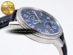 Jaeger Piguet Rendez-Vous Night & Day SS APSF 1:1 Best Edition Blue Textured Dial Diamonds Bezel on Blue Leather Strap SA898 - Görsel 9