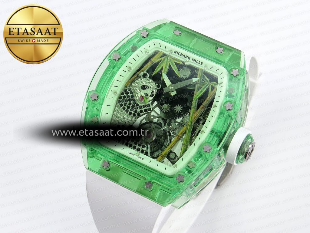 rm026 green transparent tourbillon rm best edition panda skeleton dial on rubber strap2