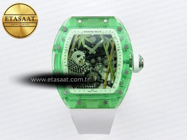Richard Mille RM026 Yeşil Panda İskelet Kauçuk Eta Saat - Görsel 3 - 1:1 Süper Klon Saat