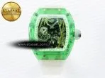 rm026 green transparent tourbillon rm best edition panda skeleton dial on translucent rubber strap3