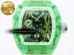rm026 green transparent tourbillon rm best edition panda skeleton dial on translucent rubber strap4