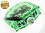 rm026 green transparent tourbillon rm best edition panda skeleton dial on translucent rubber strap8