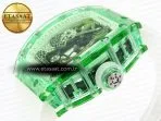 rm026 green transparent tourbillon rm best edition panda skeleton dial on translucent rubber strap8