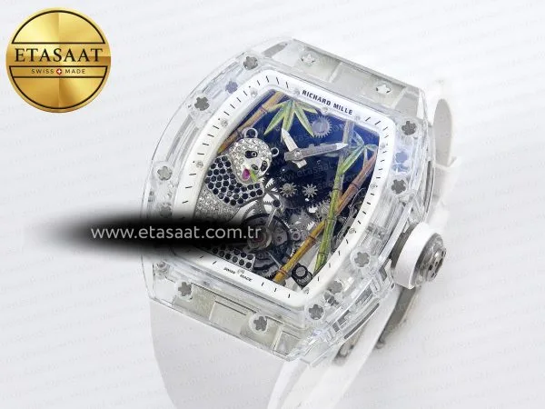 rm026 transparent tourbillon rm best edition panda skeleton dial on rubber strap1