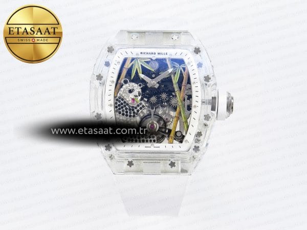 Richard Mille RM026 Panda İskelet Kauçuk Eta Saat - Görsel 3 - 1:1 Süper Klon Saat