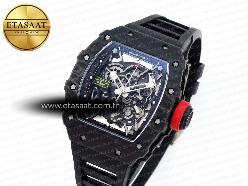 rm035 black carbon sonic best edition skeleton dial on black rubber strap clone rmul21
