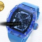 rm035 blue transparent rmf best edition skeleton dial on blue rubber strap clone rmul21