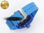 rm035 blue transparent rmf best edition skeleton dial on blue rubber strap clone rmul215