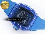rm035 blue transparent rmf best edition skeleton dial on blue rubber strap clone rmul216