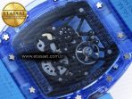 rm035 blue transparent rmf best edition skeleton dial on blue rubber strap clone rmul217