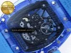 rm035 blue transparent rmf best edition skeleton dial on blue rubber strap clone rmul217