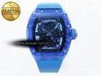 rm035 blue transparent rmf best edition skeleton dial on blue rubber strap clone rmul23