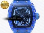 rm035 blue transparent rmf best edition skeleton dial on blue rubber strap clone rmul24