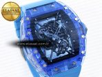 rm035 blue transparent rmf best edition skeleton dial on blue rubber strap clone rmul25
