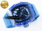 rm035 blue transparent rmf best edition skeleton dial on blue rubber strap clone rmul26