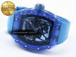rm035 blue transparent rmf best edition skeleton dial on blue rubber strap clone rmul27