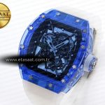 rm035 blue transparent rmf best edition skeleton dial on translucent rubber strap clone rmul21