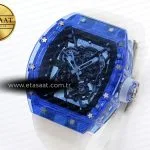 rm035 blue transparent rmf best edition skeleton dial on translucent rubber strap clone rmul21