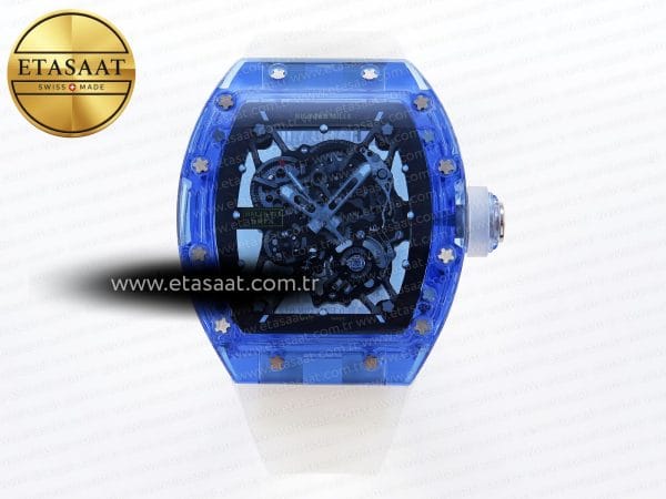 Richard Mille RM035 İskelet Kadran Şeffaf Kauçuk Mavi Eta Saat - Görsel 3 - 1:1 Süper Klon Saat