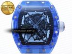 rm035 blue transparent rmf best edition skeleton dial on translucent rubber strap clone rmul24