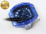 rm035 blue transparent rmf best edition skeleton dial on translucent rubber strap clone rmul26