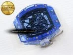rm035 blue transparent rmf best edition skeleton dial on translucent rubber strap clone rmul26