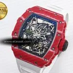 rm035 red carbon tf best edition skeleton dial on white rubber strap clone rmul21
