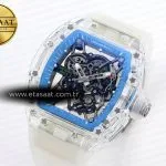 rm035 transparent rmf best edition skeleton blue dial on translucent rubber strap clone rmul21